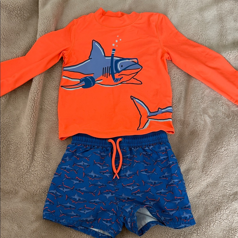 Carter's Orange and Blue Shark Rashguard Set